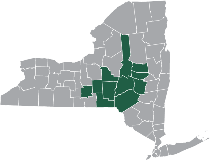 Counties served by the Mohawk/Central Region of Team Awareness NY